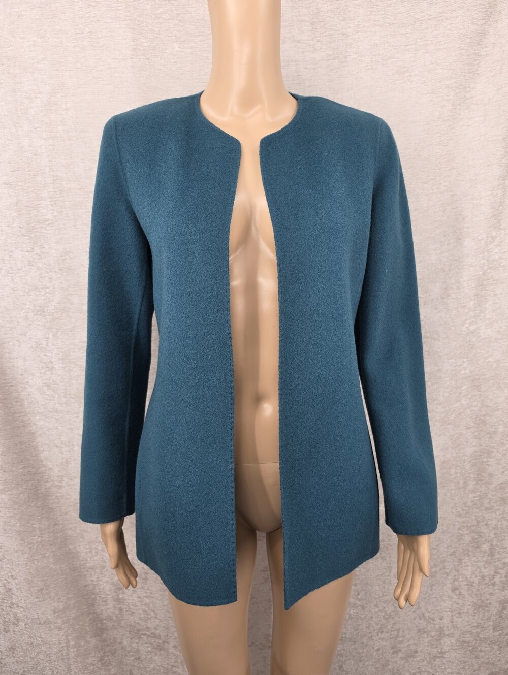 Dana Buchman Felted Wool Teal Open Style Blazer Jacket